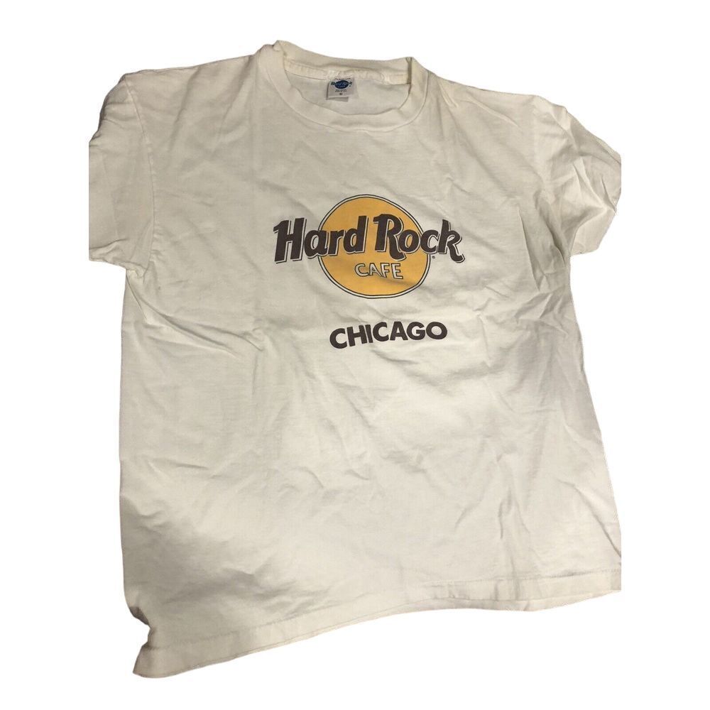 Vintage Hard‎ Rock Cafe Shirt Chicago USA White Classic Logo Xl Extra Large